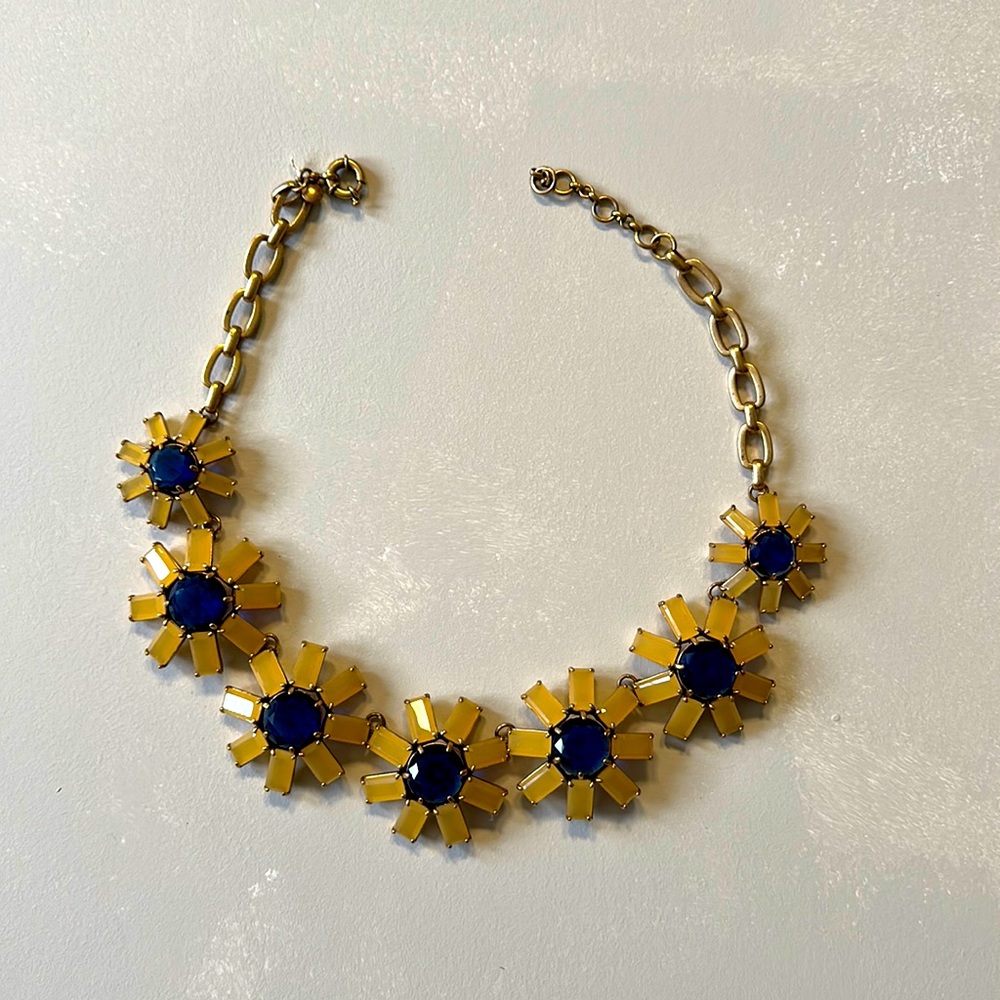 J. Crew Amber & Sapphire Flower Necklace